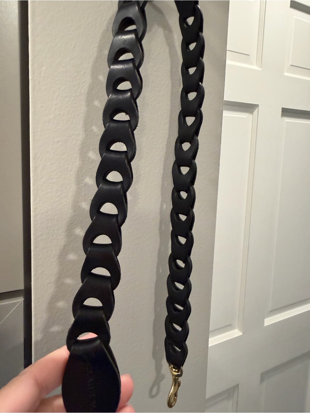 Clare V Black Leather Link Chain Strap